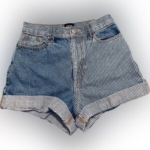 BDG Urban Outfitters Denim Striped High Waist Cuffed Shorts Size 24